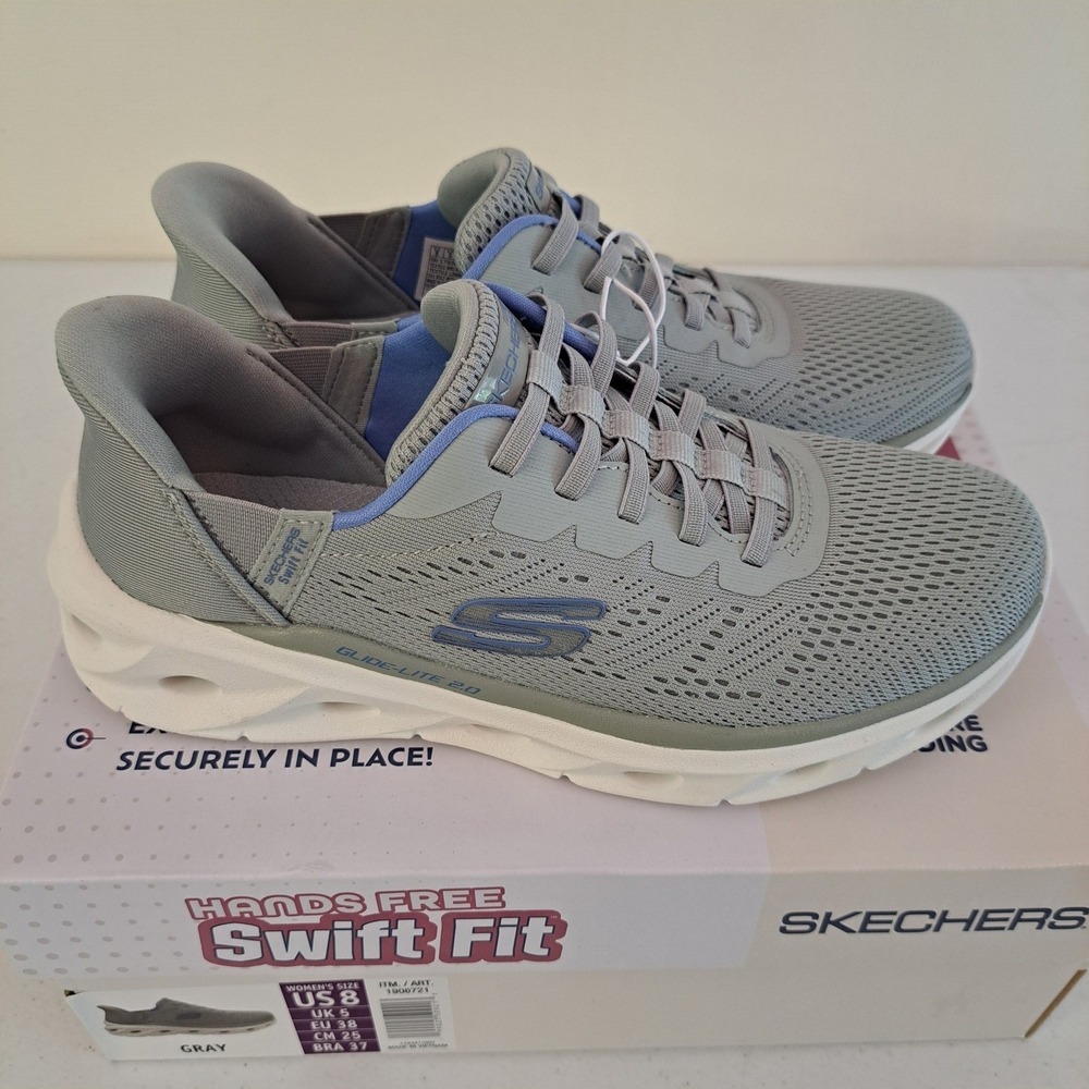 Skechers Glide-Lite 2.0 Women 8 Gray NEW Hands Free Swift Fit 1192-777-B14